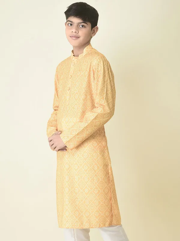 Tabard_Boys_Printed_Straight_Kurta_(Yellow)