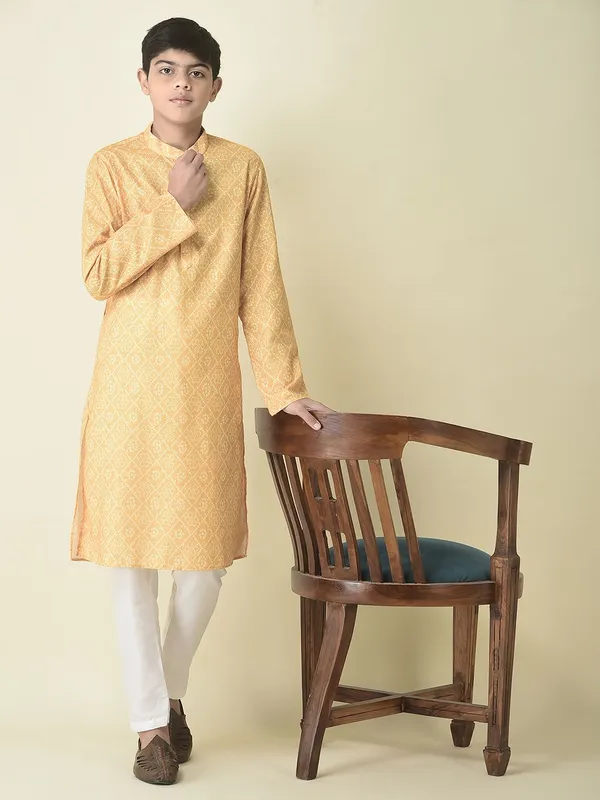 Tabard_Boys_Printed_Straight_Kurta_(Yellow)