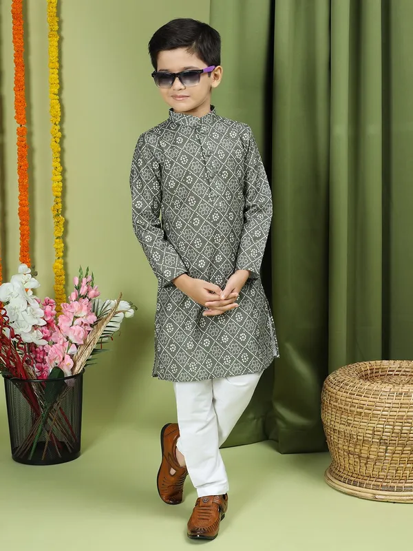 Tabard_Boys_Printed_Straight_Kurta_(Green)