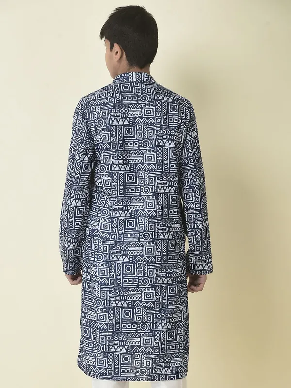 Tabard_Boys_Printed_Straight_Kurta_(Blue)