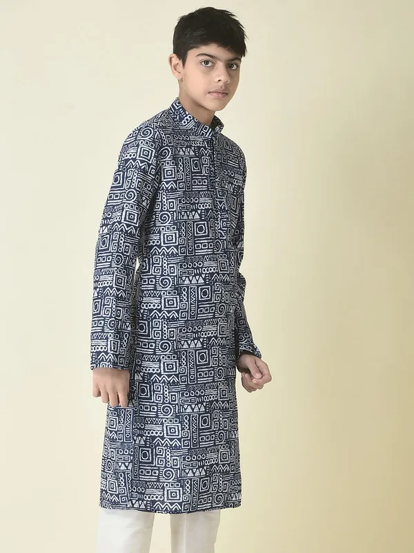Tabard_Boys_Printed_Straight_Kurta_(Blue)