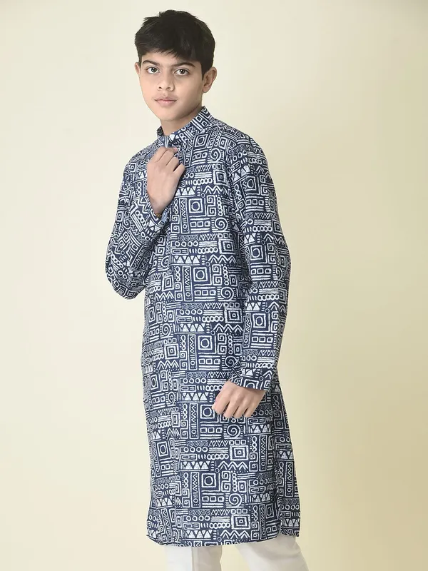 Tabard_Boys_Printed_Straight_Kurta_(Blue)