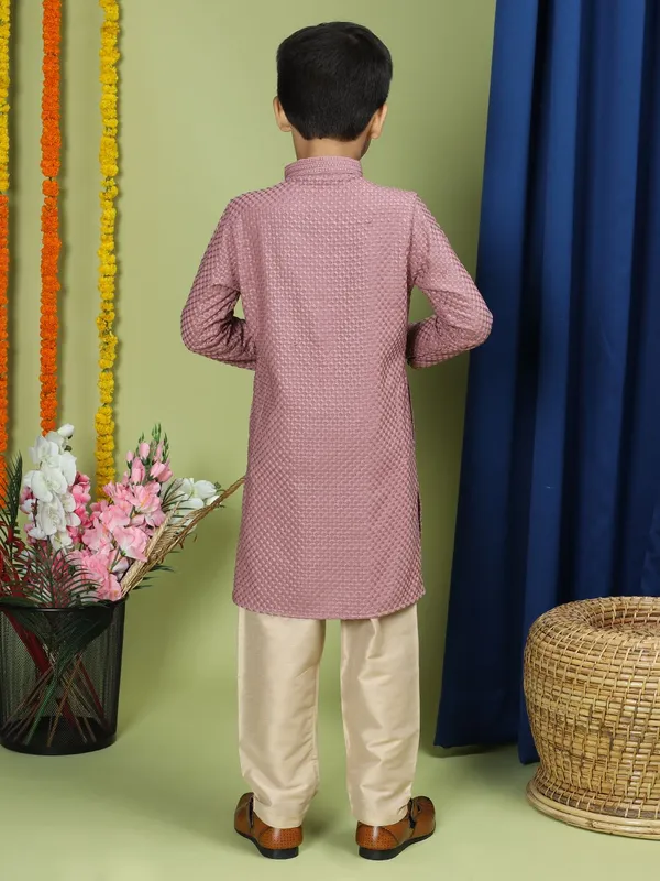 Tabard_Boys_Chikan_Embroidery_Straight_Kurta_(Purple)