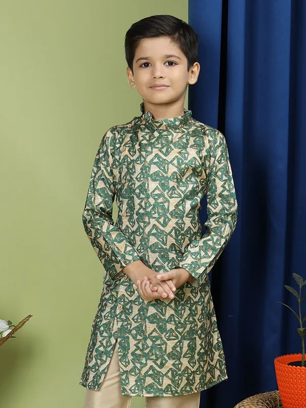 Tabard_Boys_Printed_Straight_Kurta_(Green)