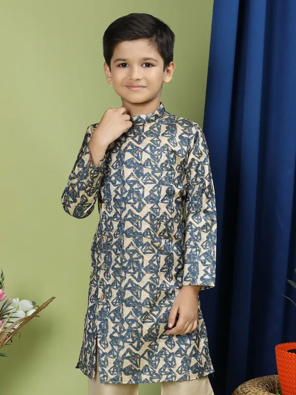 Tabard_Boys_Printed_Straight_Kurta_(Blue)
