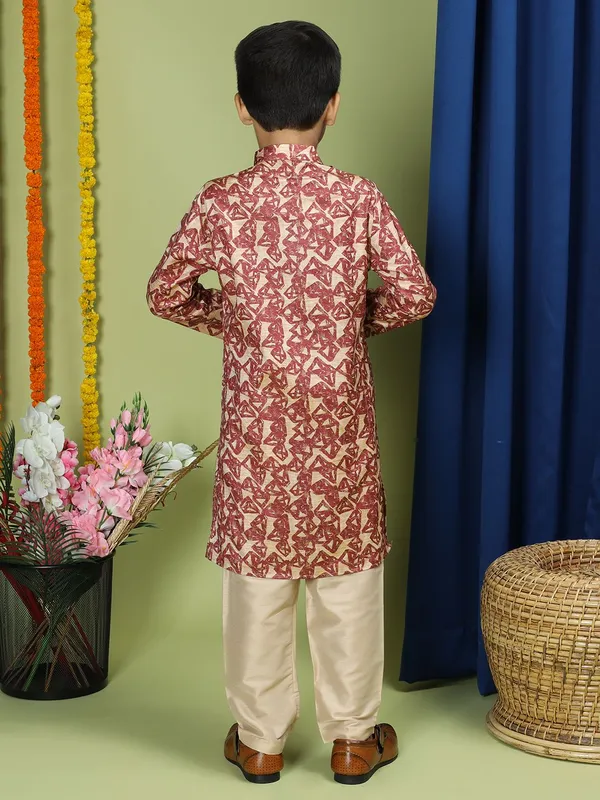 Tabard_Boys_Printed_Straight_Kurta_(Red)