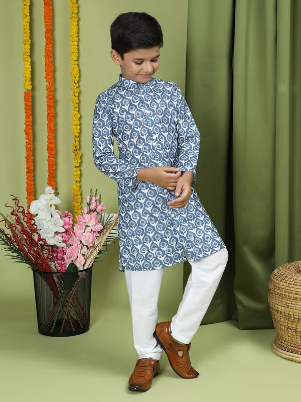 Tabard_Boys_Printed_Straight_Kurta_(Blue)