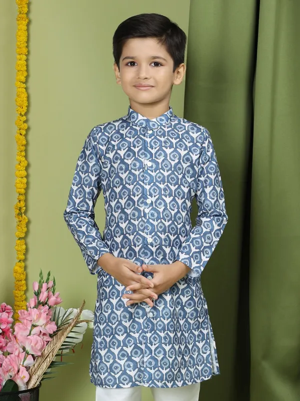Tabard_Boys_Printed_Straight_Kurta_(Blue)