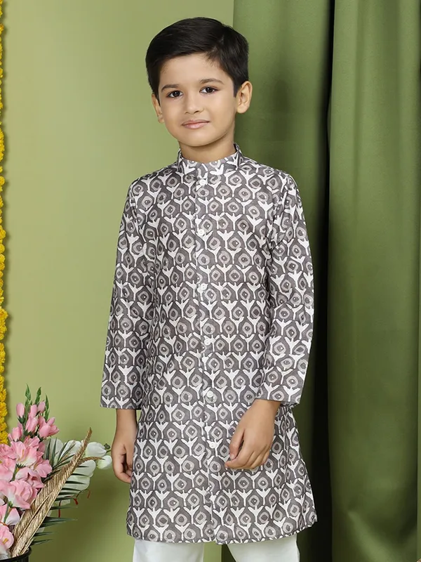 Tabard_Boys_Printed_Straight_Kurta_(Brown)