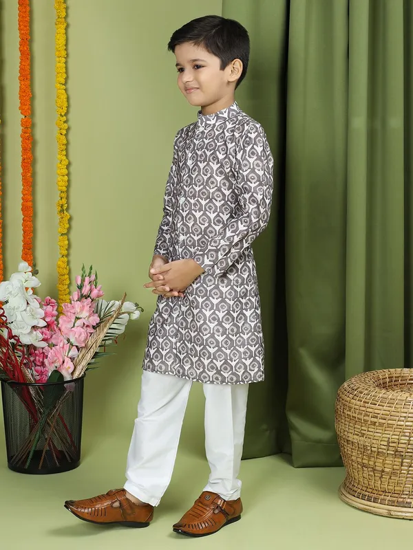 Tabard_Boys_Printed_Straight_Kurta_(Brown)