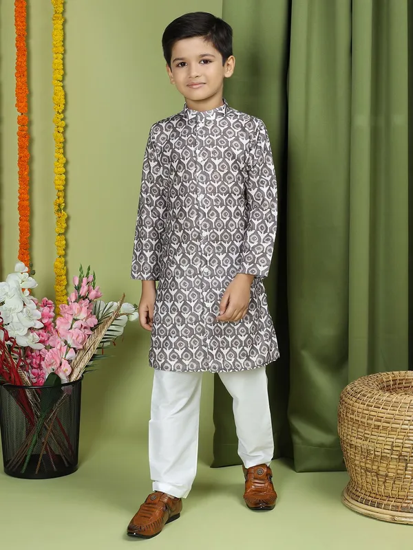 Tabard_Boys_Printed_Straight_Kurta_(Brown)