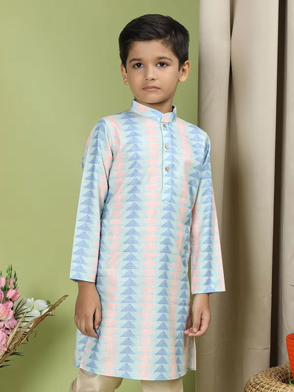 Tabard_Boys_Printed_Straight_Kurta_(Green)