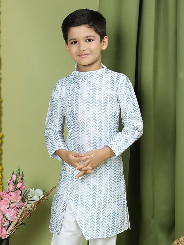 Tabard_Boys_Printed_Straight_Kurta_(White,_Light_Blue)