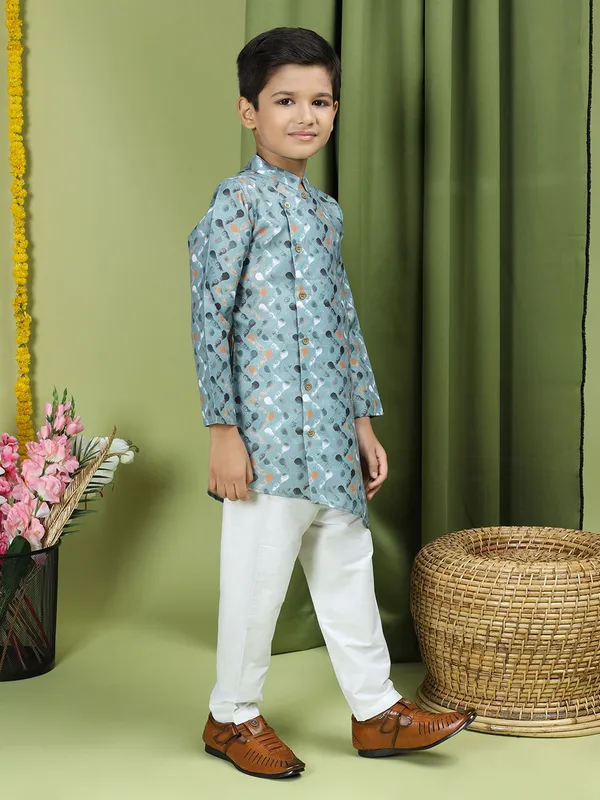 Tabard_Boys_Printed_Straight_Kurta_(Green)