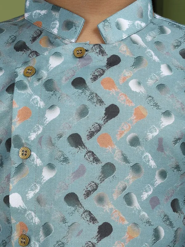 Tabard_Boys_Printed_Straight_Kurta_(Green)