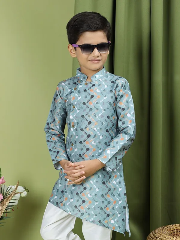 Tabard_Boys_Printed_Straight_Kurta_(Green)