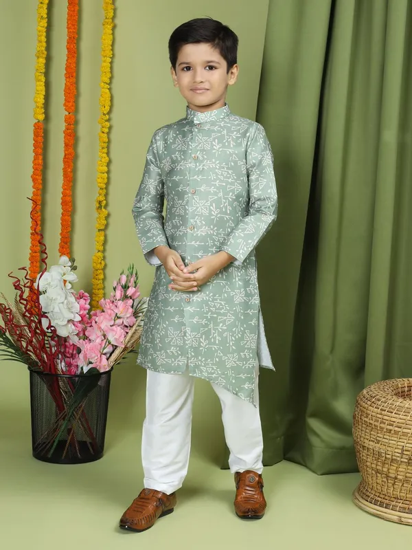 Tabard_Boys_Printed_Straight_Kurta_(Green,_White)