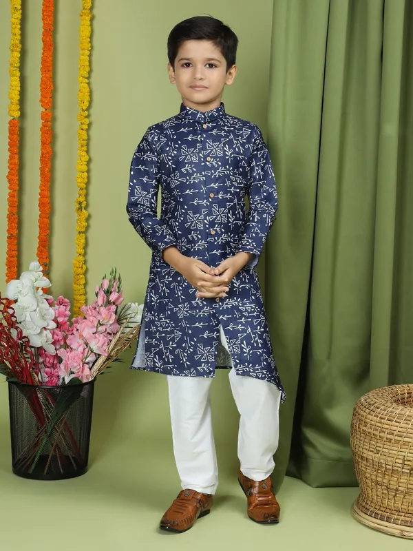 Tabard_Boys_Printed_Straight_Kurta_(Blue)