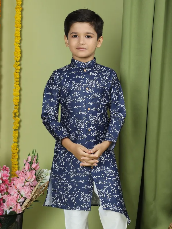 Tabard_Boys_Printed_Straight_Kurta_(Blue)