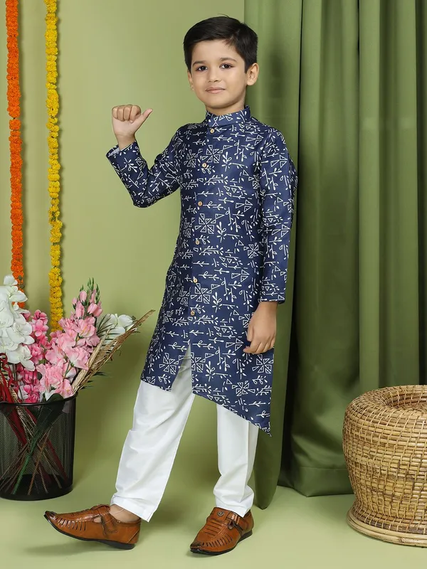 Tabard_Boys_Printed_Straight_Kurta_(Blue)
