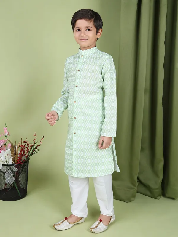 Tabard_Boys_Printed_Straight_Kurta_(Green)