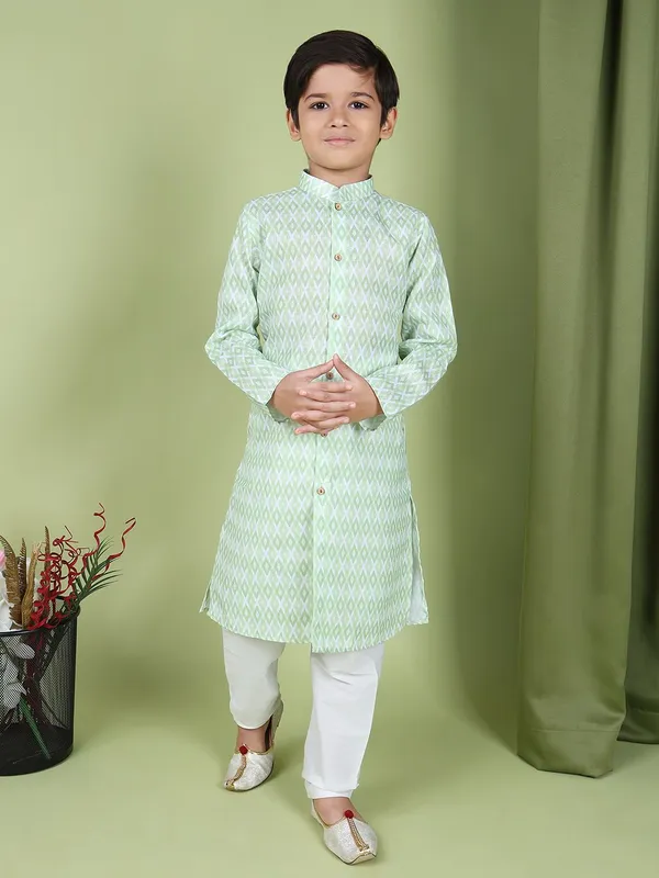 Tabard_Boys_Printed_Straight_Kurta_(Green)