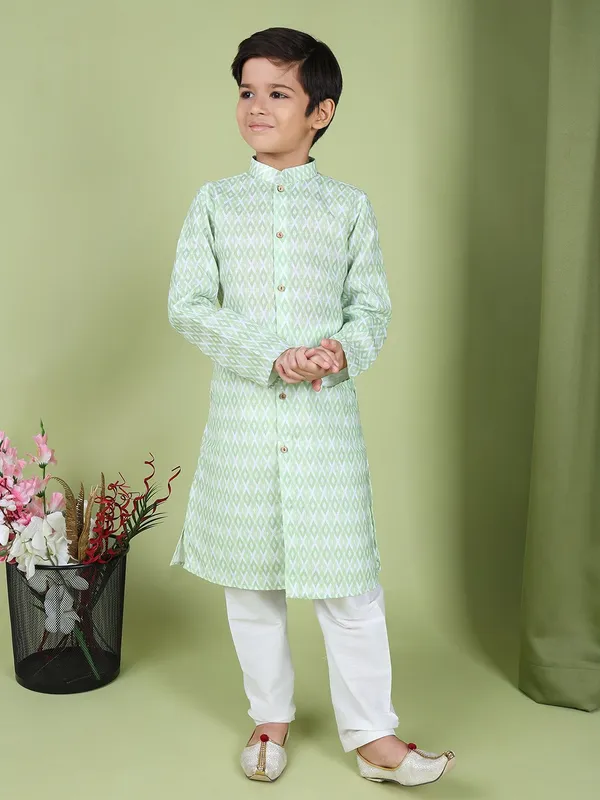 Tabard_Boys_Printed_Straight_Kurta_(Green)