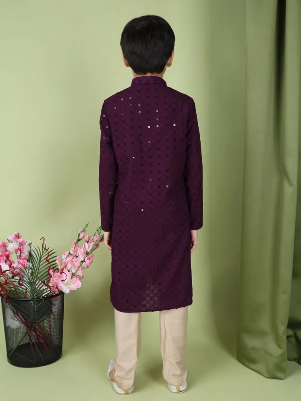 Tabard_Boys_Embroidered_Straight_Kurta_(Maroon)