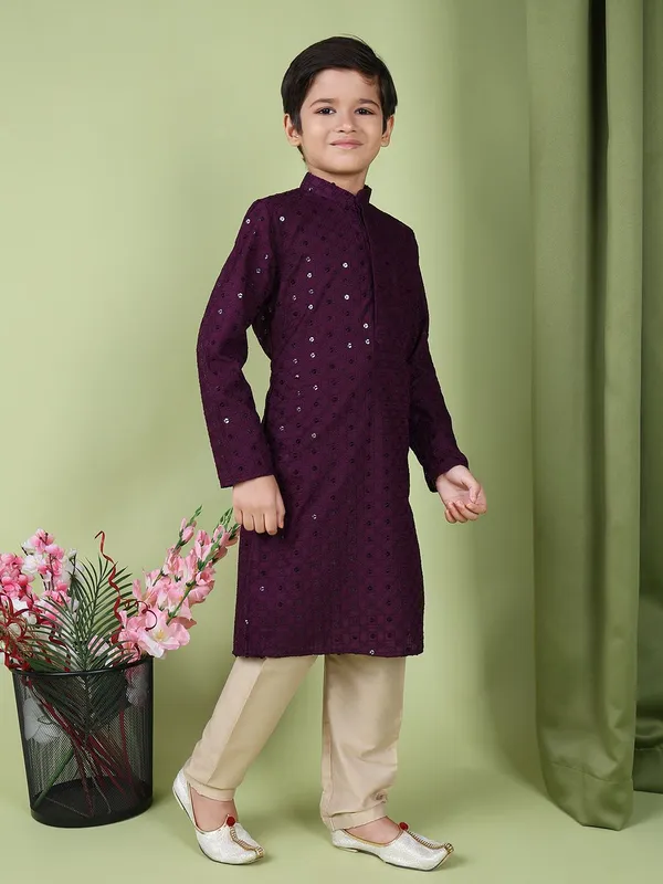 Tabard_Boys_Embroidered_Straight_Kurta_(Maroon)