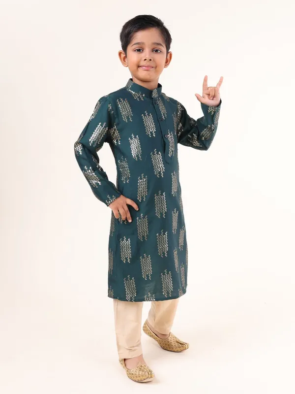 Tabard_Boys_Embellished_Straight_Kurta_(Green)