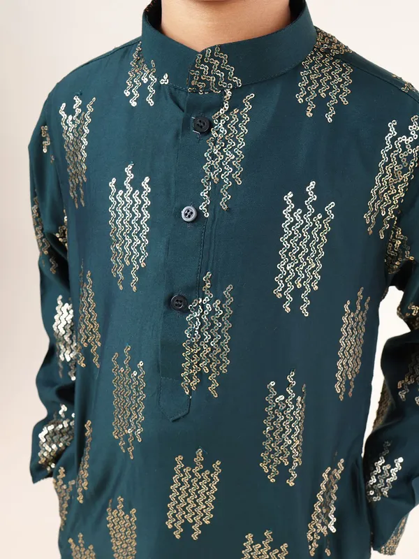 Tabard_Boys_Embellished_Straight_Kurta_(Green)
