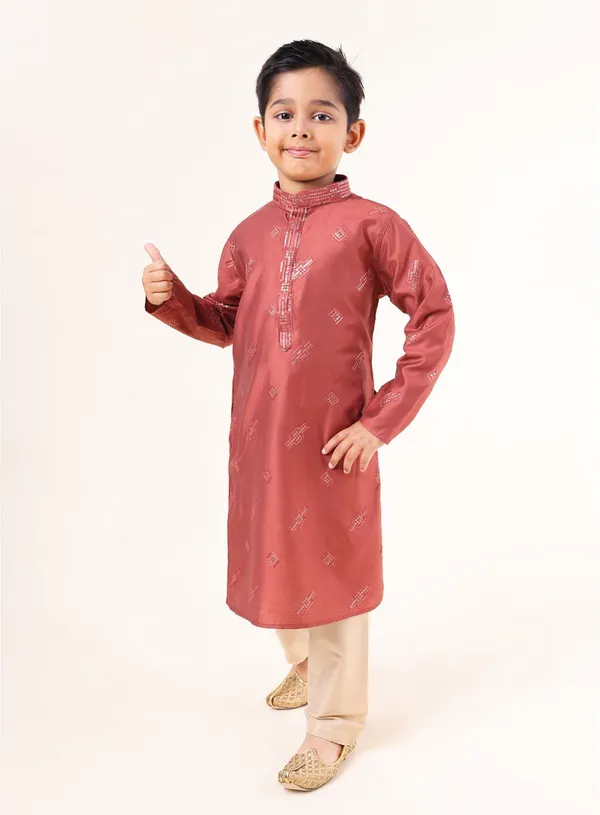 Tabard_Boys_Embroidered_Straight_Kurta_(Orange)