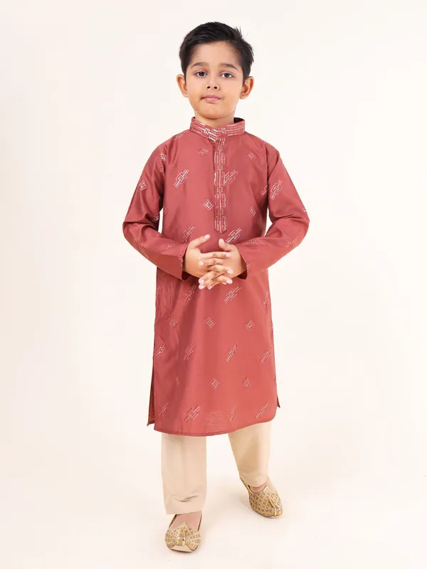 Tabard_Boys_Embroidered_Straight_Kurta_(Orange)