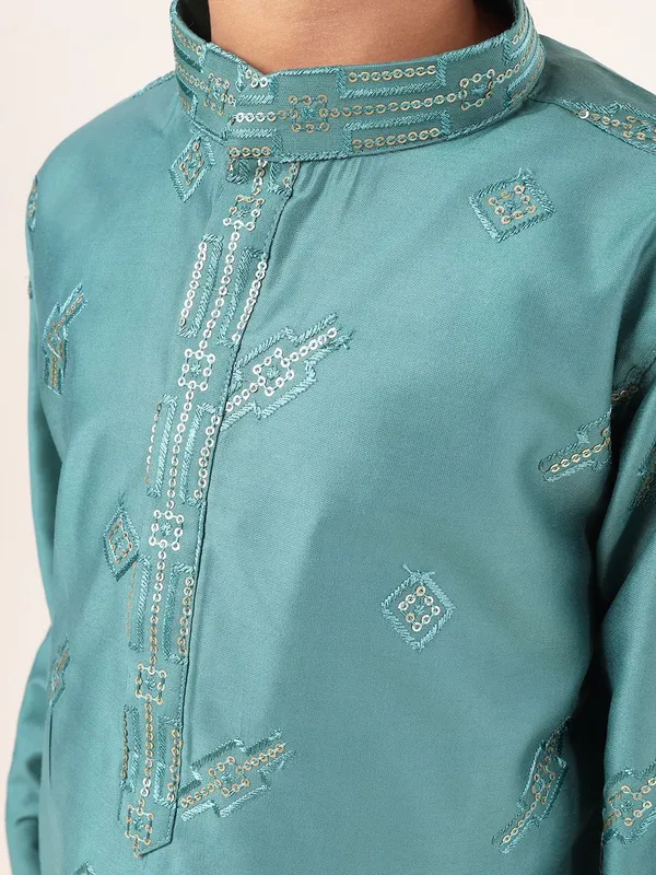 Tabard_Boys_Embroidered_Straight_Kurta_(Green)