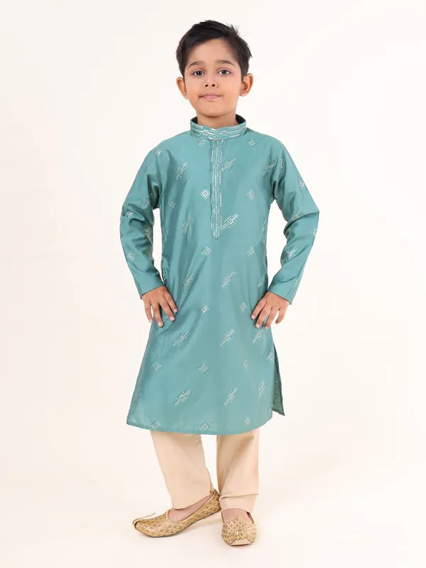 Tabard_Boys_Embroidered_Straight_Kurta_(Green)