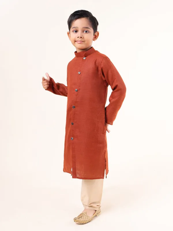 Tabard_Boys_Solid_Straight_Kurta_(Orange)