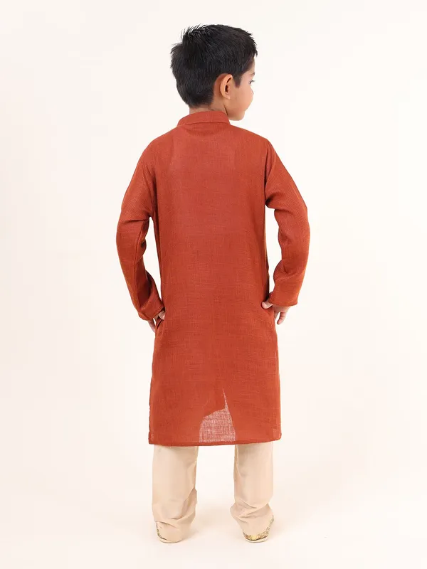 Tabard_Boys_Solid_Straight_Kurta_(Orange)