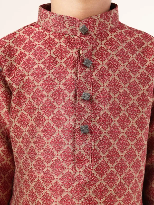 Tabard_Boys_Printed_Straight_Kurta_(Red)