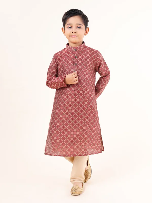 Tabard_Boys_Printed_Straight_Kurta_(Red)