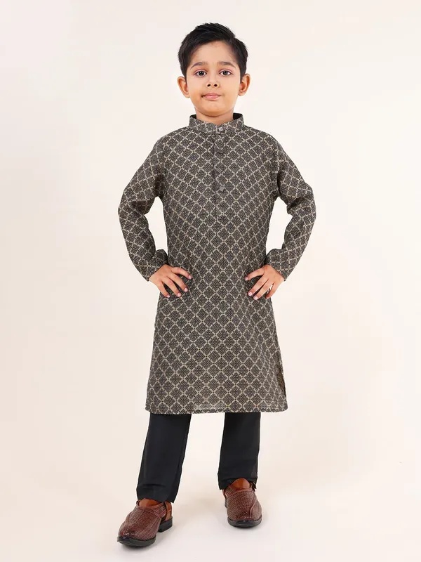 Tabard_Boys_Printed_Straight_Kurta_(Black)