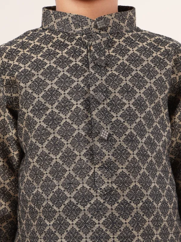 Tabard_Boys_Printed_Straight_Kurta_(Black)