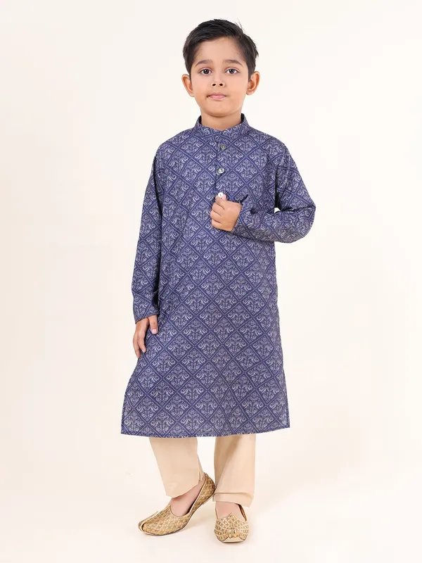 Tabard_Boys_Self_Design_Straight_Kurta_(Blue)