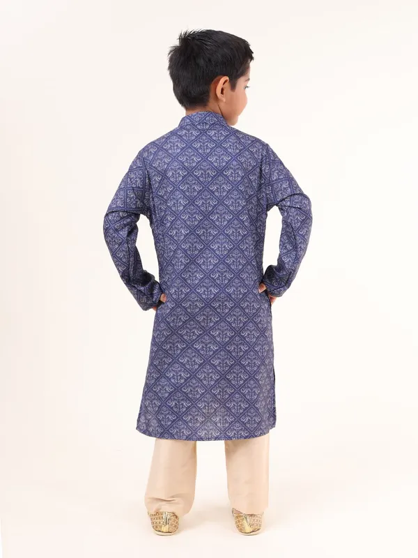 Tabard_Boys_Self_Design_Straight_Kurta_(Blue)