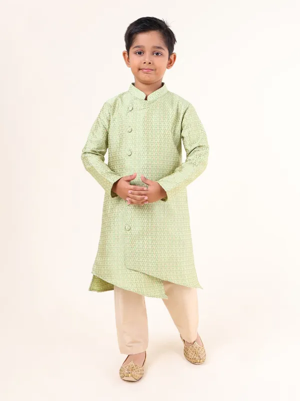 Tabard_Boys_Woven_Design_Straight_Kurta_(Green)