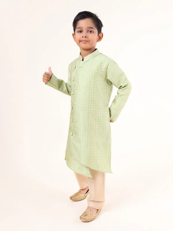Tabard_Boys_Woven_Design_Straight_Kurta_(Green)