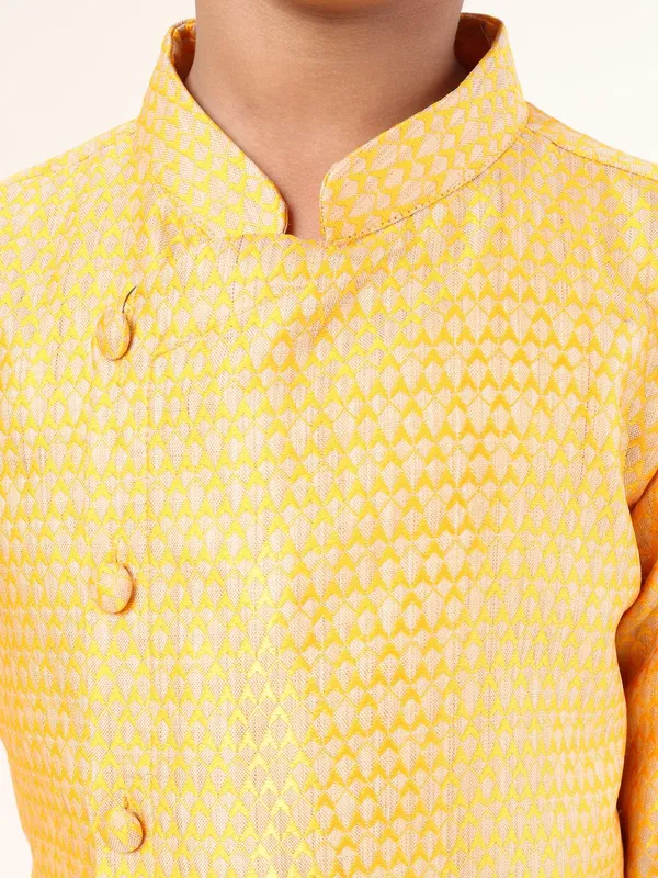 Tabard_Boys_Woven_Design_Straight_Kurta_(Yellow)