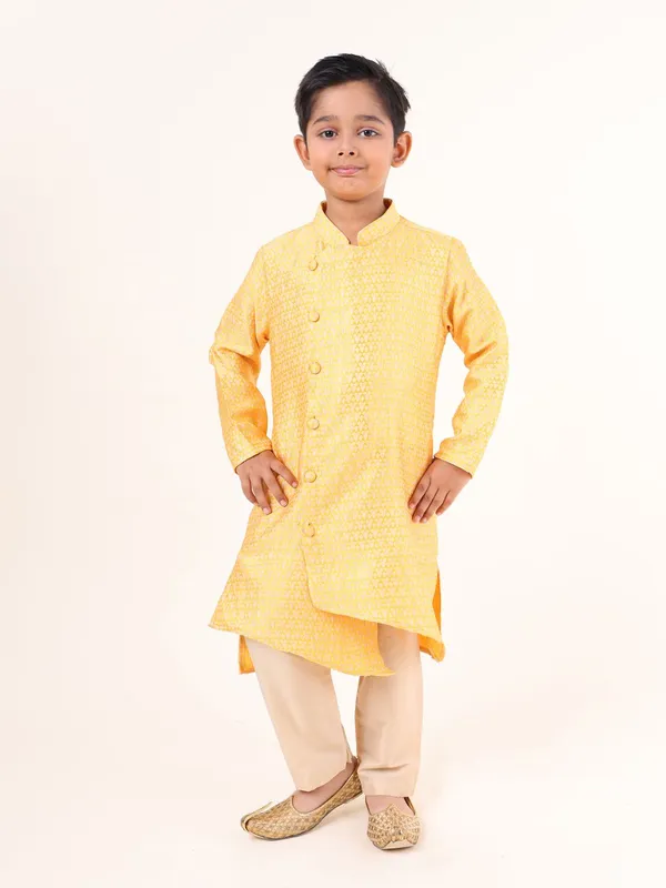 Tabard_Boys_Woven_Design_Straight_Kurta_(Yellow)