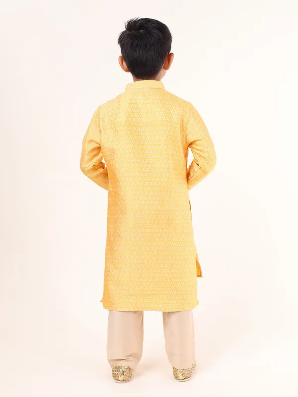 Tabard_Boys_Woven_Design_Straight_Kurta_(Yellow)