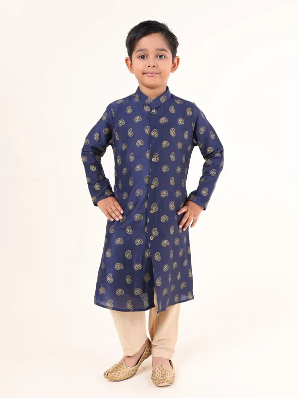 Tabard_Boys_Colorblock_Straight_Kurta_(Blue)