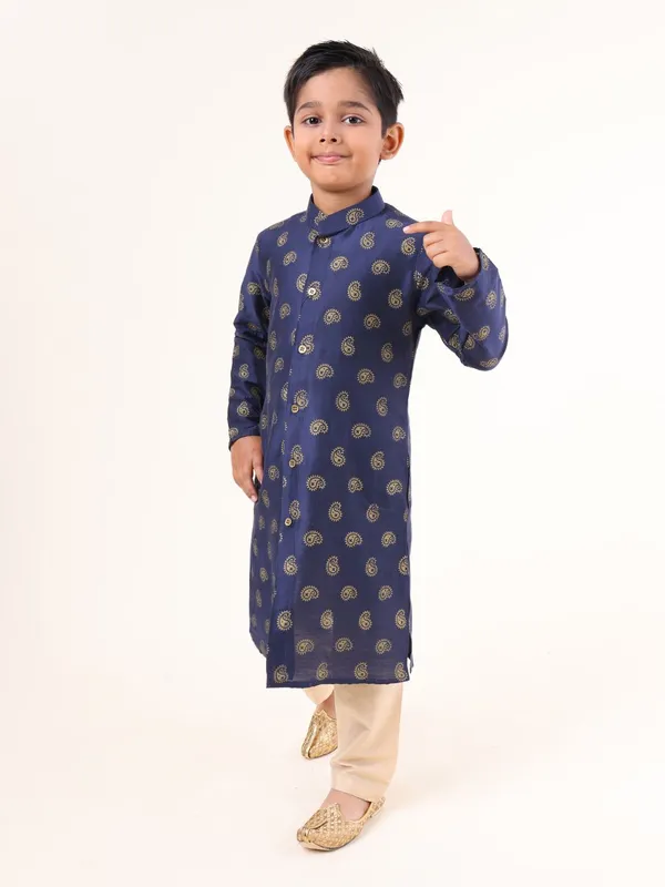 Tabard_Boys_Colorblock_Straight_Kurta_(Blue)